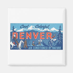 Cool Colourful Denver Travel Poster Magnet