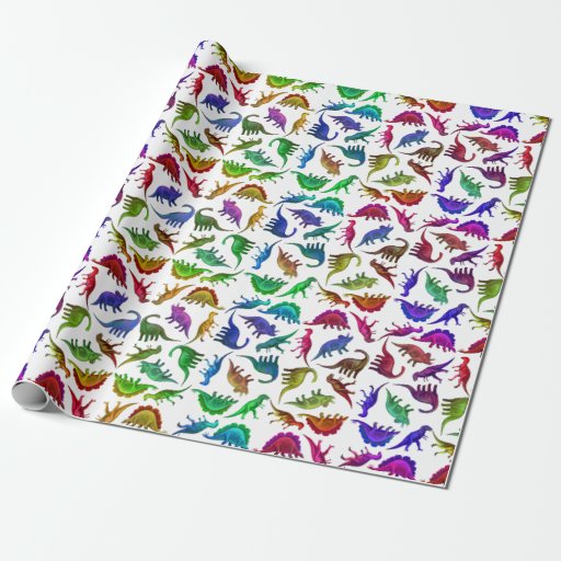 Image of Cool Colourful Dinosaurs Wrapping Paper