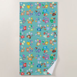 Cool Colourful Dog Paws Beach Towel