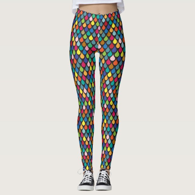 Cool Colourful Dragon Scale Pattern Leggings (Front)