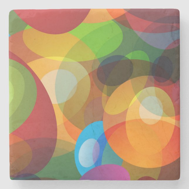 Cool Colourful Fantasy Bubbles and Circles Stone Coaster (Front)