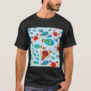 Cool Colourful Fish and Crab Aquatic Ocean, Sea Li T-Shirt