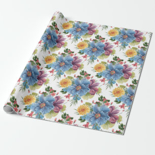 Cool Colourful Flowers Pattern Wrapping Paper