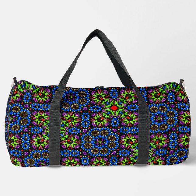 Cool Colourful Funky Abstract Dot Art Pattern Duffle Bag (Front)