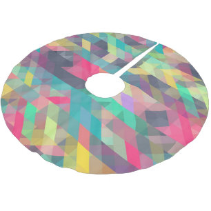 Cool colourful geometric triangles pattern brushed polyester tree skirt