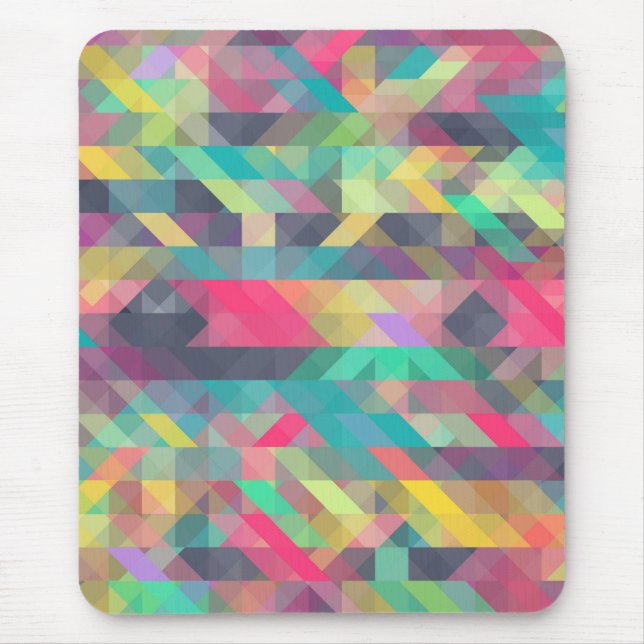 Cool colourful geometric triangles pattern mouse mat (Front)