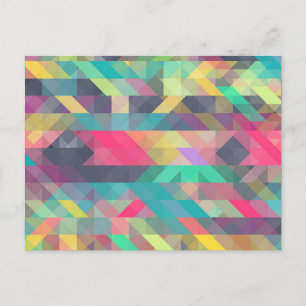 Cool colourful geometric triangles pattern postcard