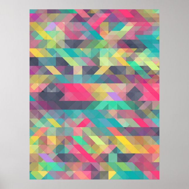 Cool colourful geometric triangles pattern poster (Front)