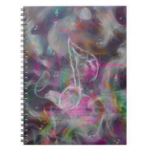 Cool colourful glow smoke effects white music note notebook