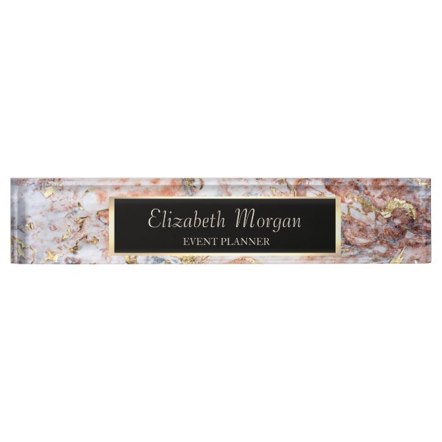 Cool Colourful Gold Marble Texture Nameplate (Front)