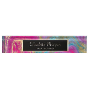 Cool Colourful Gold Marble Texture Nameplate
