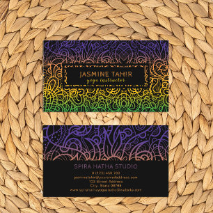 Cool Colourful Hand Drawn Doodle Yoga Instructor Business Card