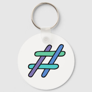 Cool Colourful # Hashtag Blue Green Social Media Key Ring