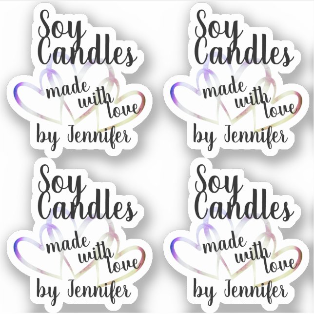 Cool Colourful Hearts Made with Love Soy Candles (Front)