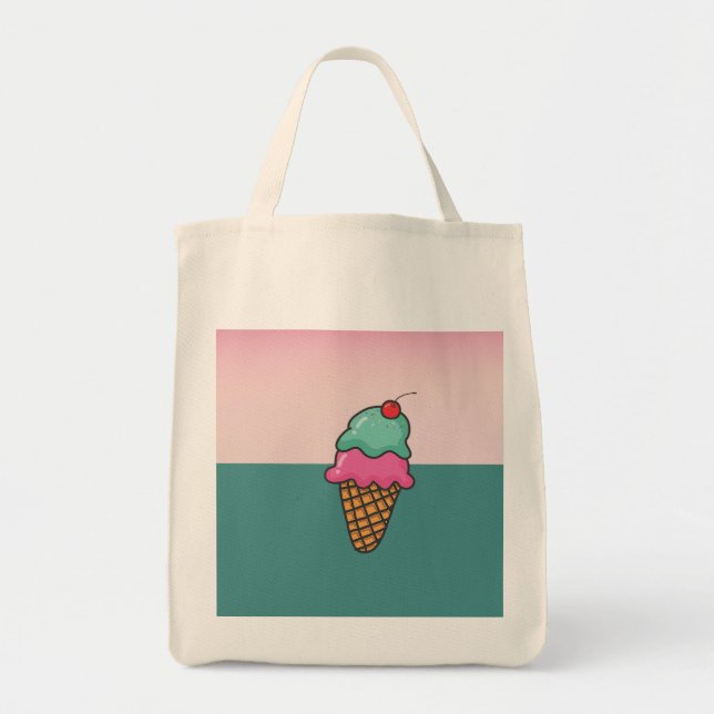 Cool Colourful Ice Cream Cones -Personalised Tote Bag (Front)