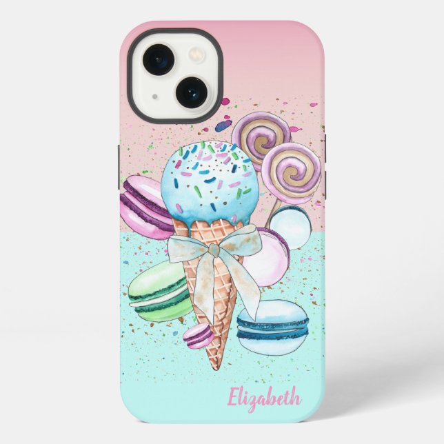 Cool Colourful Ice Cream Macaroons iPhone Case (Back)
