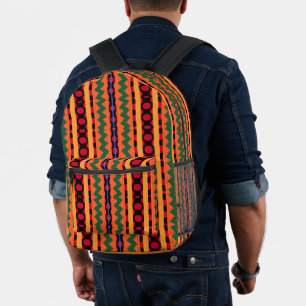 Cool Colourful Kente Stripes Print Printed Backpack