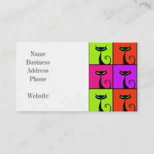 Cool Colourful Kitty Cat Pop Art Business Card