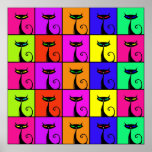 Cool Colourful Kitty Cat Pop Art Squares Poster<br><div class="desc">Cool Kitty Cat Pop Art with lots of colours. 

 "pop art" "cool pop art" "pop art prints" "retro pop art" "Cat" "cats" "kitty" "feline" "animal pop art" "gifts for cat lovers" "colourful" "cute cats" "retro pop art"</div>