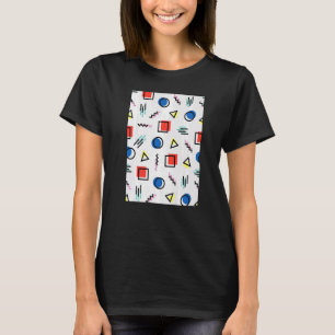 Cool Colourful Memphis Pattern Red Blue Yellow Whi T-Shirt