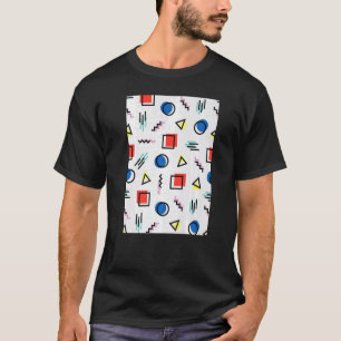 Cool Colourful Memphis Pattern Red Blue Yellow Whi T-Shirt