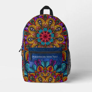  Cool Colourful Modern Mandala Hippie Add Your Nam Printed Backpack