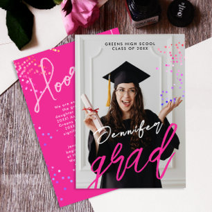 Cool Colourful Modern Pink School Graduation  Announcement