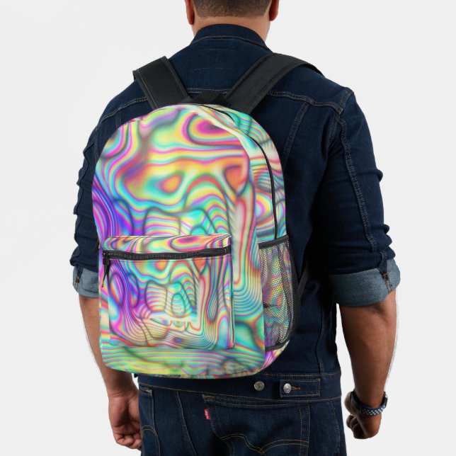 Cool Colourful Multicolor Trendy Holographic Printed Backpack (Insitu (Model))
