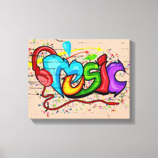 Cool Colourful Music Graffiti Canvas Print (Front)