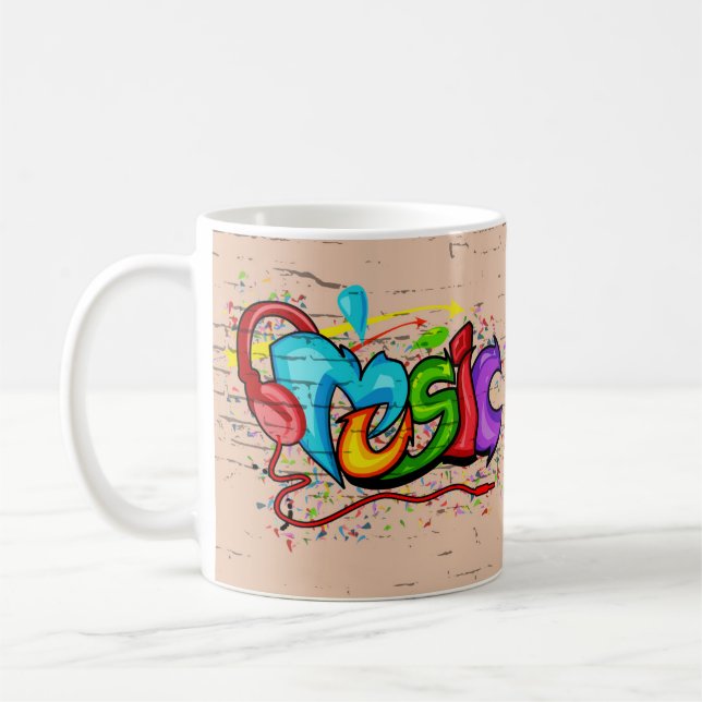 Cool Colourful Music Graffiti Coffee Mug (Left)