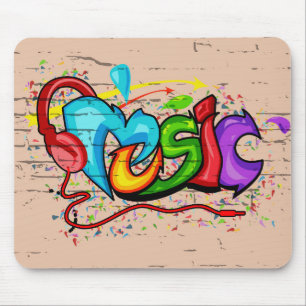 Cool Colourful Music Graffiti Mouse Mat