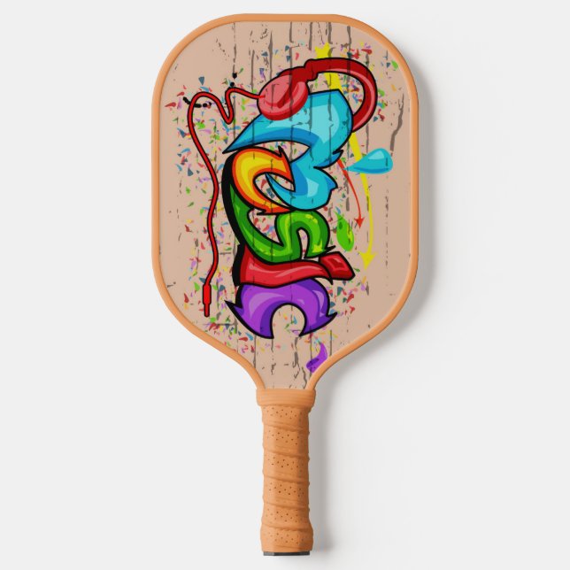 Cool Colourful Music Graffiti Pickleball Paddle (Front)