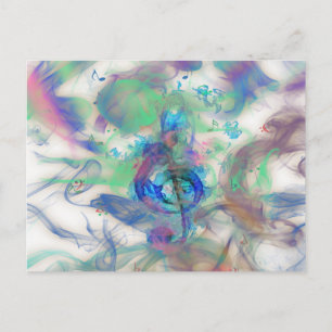 Cool colourful music notes smoke effects image postcard