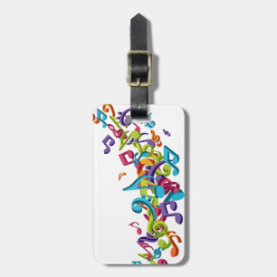 cool colourful music notes & sounds art image luggage tag