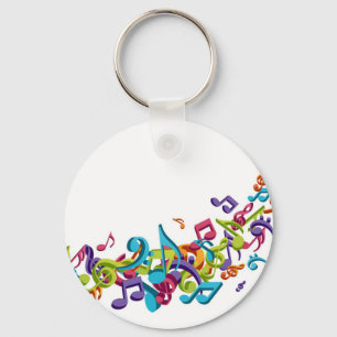 cool colourful music notes & sounds key ring