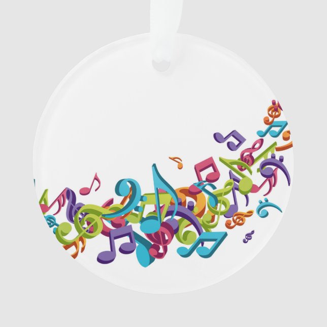 Cool Colourful  music notes & sounds music fashion Ornament (Front)