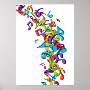 Cool Colourful music notes & sounds Poster