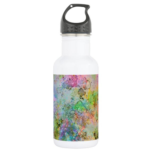 Cool colourful neon colours abstract marble image 532 ml water bottle (Front)
