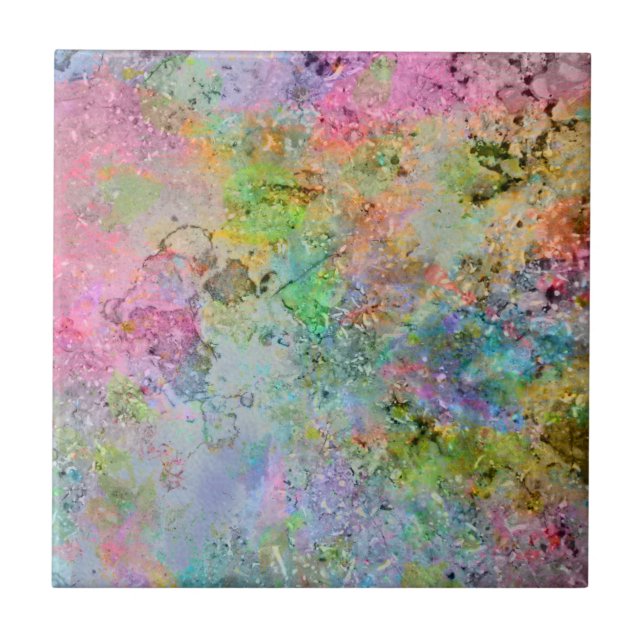 Cool colourful neon colours abstract marble image tile (Front)