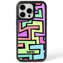 Cool Colourful Neon Maze with name abstract art