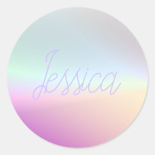 Cool Colourful Ombre Gradients & Your Script Classic Round Sticker