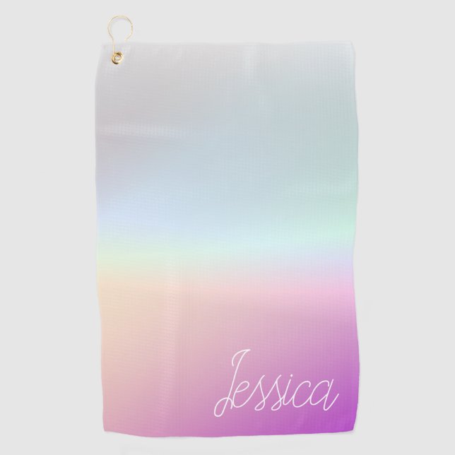 Cool Colourful Ombre Gradients & Your Script Golf Towel (Front)