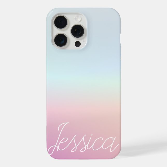 Cool Colourful Ombre Gradients & Your Script iPhone Case (Back)