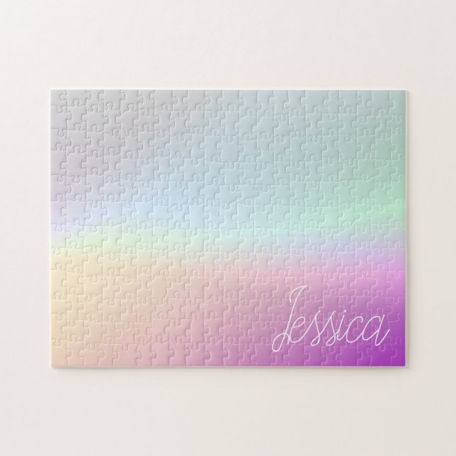 Cool Colourful Ombre Gradients & Your Script Jigsaw Puzzle (Horizontal)
