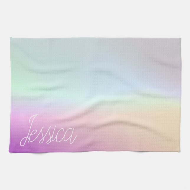 Cool Colourful Ombre Gradients & Your Script Tea Towel (Horizontal)