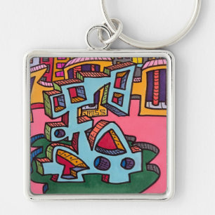Cool Colourful Original Art Key Ring