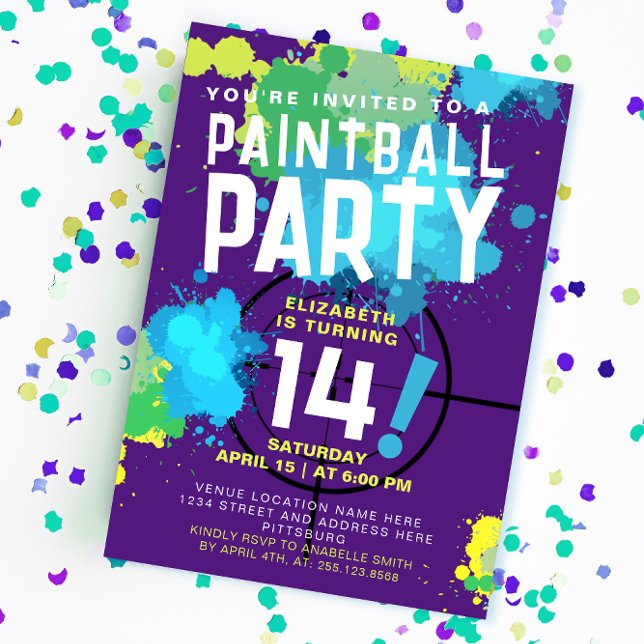 Cool Colourful Paintball Outdoor Shoot Team  Invitation (Creator Uploaded)