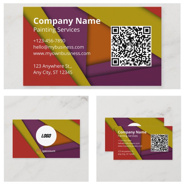 Cool Colourful Painter QR Code Logo Business Card (Cool Colorful Painter QR Code Logo Business Card
)