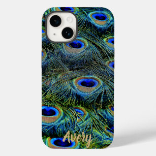 Cool Colourful Peacock Feathers Add Name Case-Mate iPhone 14 Case
