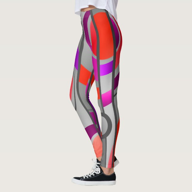 Cool Colourful Pop Art Geometric Leggings (Left)